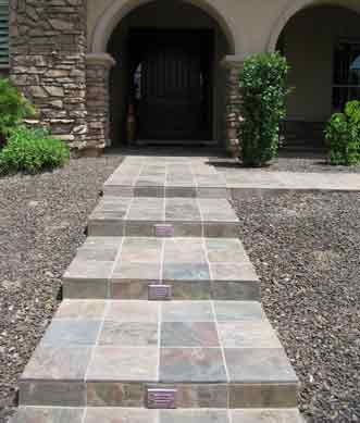 granite stone sidewalk stairs arizona aquatic landscaping