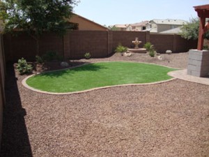 backyard landscape synthetic grass