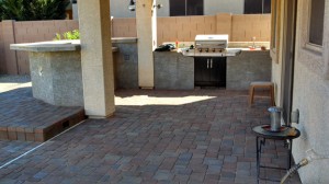 Backyard patio with BBQ and Pavers