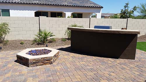 built-in BBQ Pavers Fire Pit